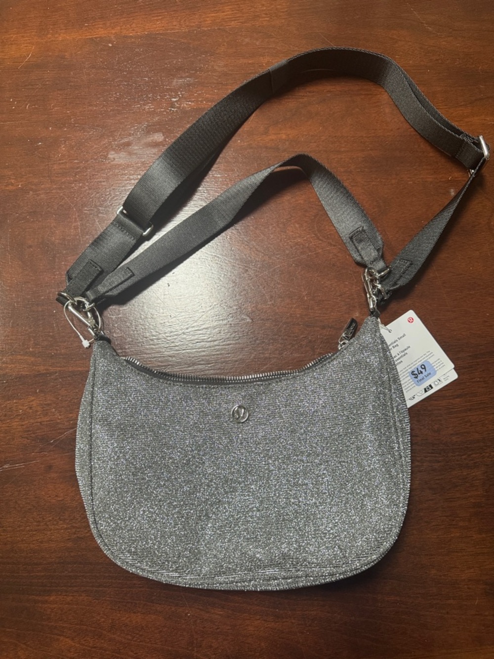 lululemon athletica Silver Glitter Crescent Crossbody